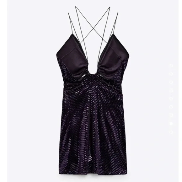 Blogger’s Favorite 🤩 Zara Purple Shiny Ring Detail Strappy Back Mini Dress - Picture 9 of 9